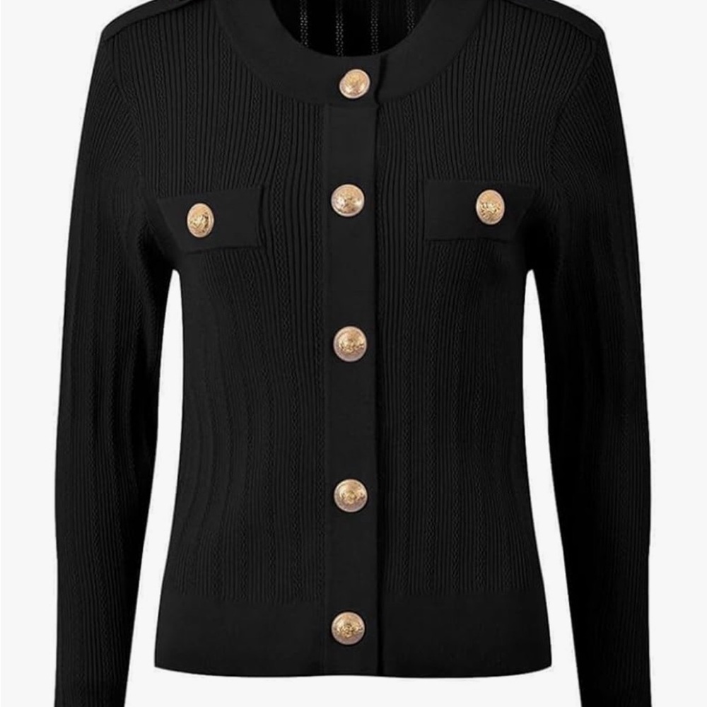 Black Button-Up Women's Sweater